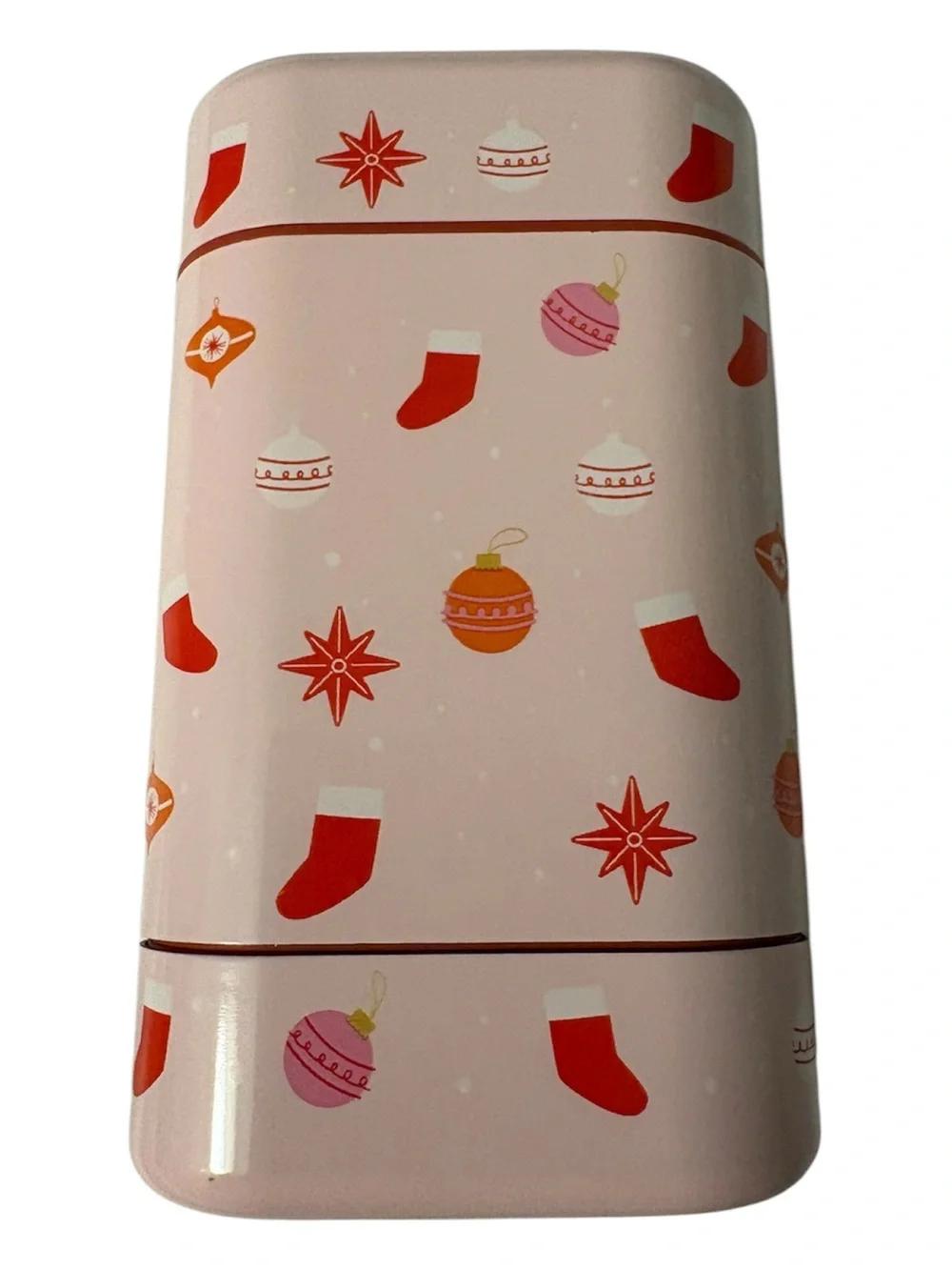 New Wild Pink Holiday Tin with ornaments and stockings: Case Only
